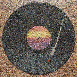 an old vinyl disc with a synthwave sunset on it