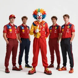 scuderia ferrari f 1 strategy team dress as clowns