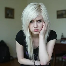 a pale emo girl pissed off that she has to leave the house, 2006