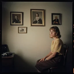 kodak portra 4 0 0, wetplate, muted colours, 1 9 6 0 s style, space, backroom, frames, in the style of by britt marling