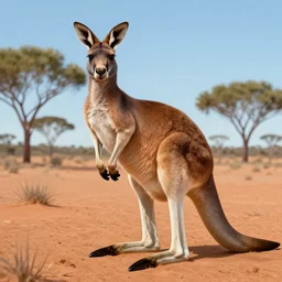 a full body portrait of a man mounted in a kangaroo, finely detailed features, perfect art, in australia desert artwork by gaston bussiere, craig mullins, trending on artstation