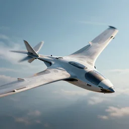 futuristic flying vehicle with articulated wings flitting flapping with motion blur