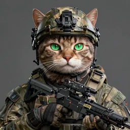 cat soldier in call of duty warzone 4k, brown-green heterochromia, high detail, high-resolution photograph, professional photography, ultra-detail