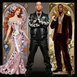 rap battle rap god eminem, black velvet, diamond and rose quartz, full body view, beautiful high quality realistic fantasy art, trending on artstation by artgerm and greg rutkowski and alphonse mucha