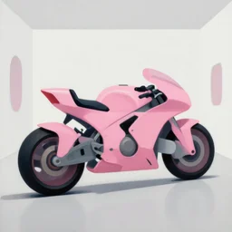 a futuristic pink motorbike in a white room. organic painting, matte painting, bold shapes, hard edges, trending on artstation, by huang guangjian and gil elvgren and sachin teng