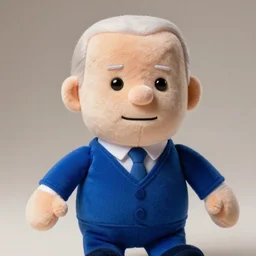 animated version of joe biden stuffed into a blue taki, his legs are not able to be seen, photorealistic, 5 0 mm, highly detailed,