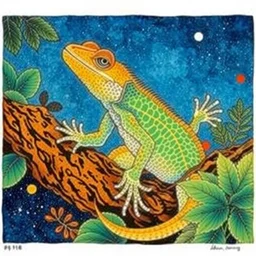 a beautiful painting lizard, by ukiyo - e award - winning art color screen printing