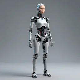 robot with human face, female head, woman human face, human face realistic, human head, cyborg frame concept, cyborg by ales-kotnik, sci-fi android female, full body photo, wire body, body made of wires, full body