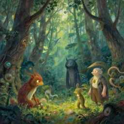 An amazing mystical forest with weird creatures by oward Arkley, Anton Fadeev and Dan Mumford