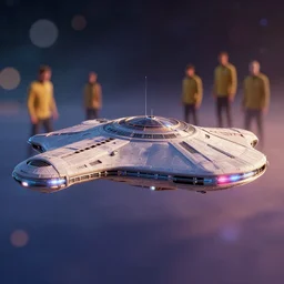 spaceship from star trek. len blur background bokeh. art by ismail inceoglu, filip hodas, and pixar.