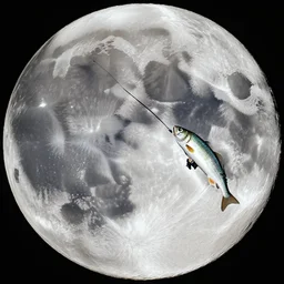 fishing on the moon, 4K, matte painting, HD