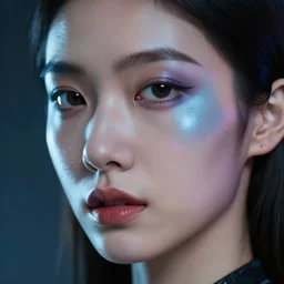 high quality face detail of a cyber woman