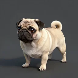 3D aerodynamics simulation of a pug, digital art