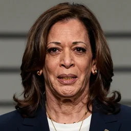 kamala harris portrait photo, alternate reality gang prison tattoo face, gold teeth