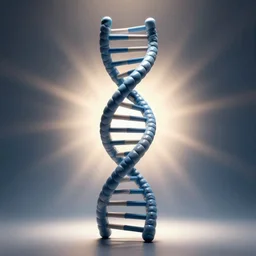 model of DNA helix, blue and grey, studio light, octane render, soft filter