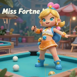 Character sheet of pool party miss fortune (League of Legends). 3d unreal engine 5 trending on artstation