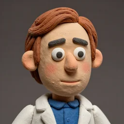 doctor emmett brown christopher lloyd !!! clay! close detailed sculpted head , style: claymation puppet kids clay , by guldies