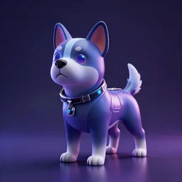 dog, cyberpunk theme, 3D render, octane render, unreal engine