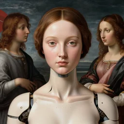 portrait of female android, by sandra chevrier, fra angelico and sandro botticelli