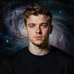 portrait of Martin Garrix in the space with nebulae, realistic painting, classical painting, high definition, digital art, dramatic lighting, matte painting, very detailed, realistic