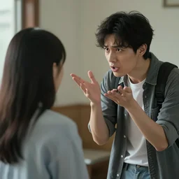 weird guy trying to talk to a girl, hd, high detailed