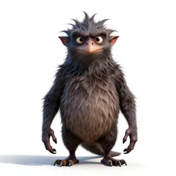 grizzled gargoyle perched, stylized pixar-style 3d render, full body, standing, isolated on a pure white background, centered, whole figure in frame, sharp focus, studio lighting