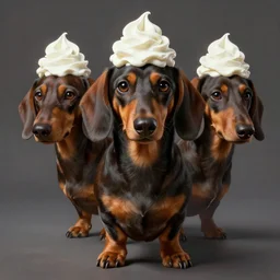 a crime fighting dachshund with whipped cream, concept art by Doug Chiang cinematic, realistic painting, high definition, digital art, symmetrical, very detailed, extremely high detail, photo realistic, concept art, unreal engine 5,