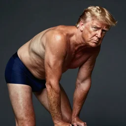 hyper realistic photo of donald trump as a playboy model bending over, proportional body
