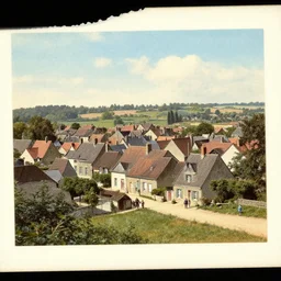 high quality photograph of a village in northern france, photochrom print, postcard, 1 9 0 9