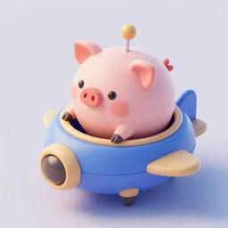 Isometric 3D Fantasy Cute and adorable pig spacecraft, Smooth 3D Illustration, soft render, Servando Lupini, Daniil Kudriavtsev, handpaint texture, Blender, 3DCoat