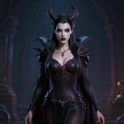professional portrait photography, evil godess, unreal engine 5, by anne stokes