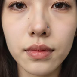 a woman with a septum piercing
