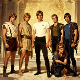 popular STAR TREK movie scene in ancient Greece, (SFW) safe for work, photo realistic illustration by greg rutkowski, thomas kindkade, alphonse mucha, loish, norman rockwell