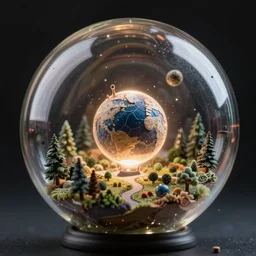miniature universe in a glass sphere, digital art