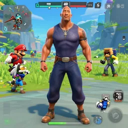 dwayne the rock johnson as fortnite apex pokemon minecraft cs : go mario overwatch blizzard tft rainbow six siege roblox league animal crossing hearthstone yugioh sims god of war fifa sonic borderlands skyrim fallout zelda wither cyberpunk red dead screenshot from pokemon