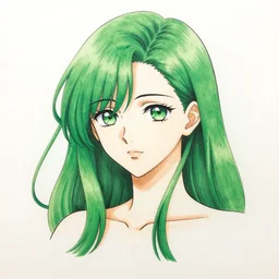 tatsumaki, a drawing of a woman with green hair, a manga drawing by tetsugoro yorozu, by wlop, by artgerm, trending on pixiv, superflat, official art, dynamic pose, booru