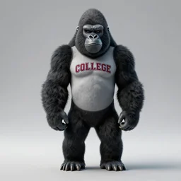 Gorilla College Mascot Costume : : photorealistic : : 3D render — height 1024 —width 1024