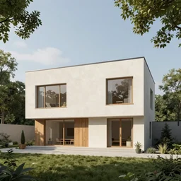 architectural render photo of a house designed by rene magritte