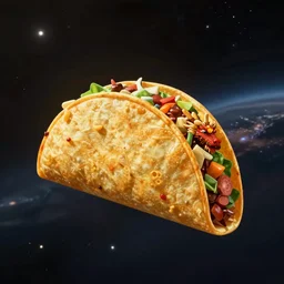 a dragon that looks like a taco, flying in space, digital art,