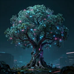 a cyberpunk tree