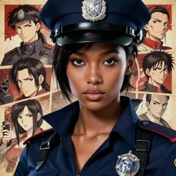 A beautiful young black dieselpunk policewoman || fine-face, handsome face, realistic shaded Perfect face, fine details. Anime. realistic shaded lighting poster by Ilya Kuvshinov katsuhiro otomo ghost-in-the-shell, magali villeneuve, artgerm, Jeremy Lipkin and Michael Garmash and Rob Rey