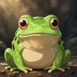 cute frog portrait, Ghibli style