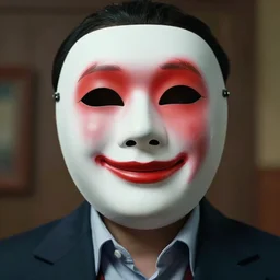 a cinematic portrait of the happy mask salesman, half - moon eyes, red, art by lois van baarle and loish and rossdraws and sam yang and samdoesarts and artgerm and saruei and disney, digital art, highly detailed, intricate, sharp focus, trending on artstation hq, deviantart, unreal engine 5, 4 k uhd image