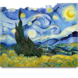 a landscape with high realistic high detailed painting by Thomas Kinkade and Van Gogh