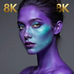 woman with purple and teal skin, highly detailed, 8 k, hdr, smooth, sharp focus, high resolution, award - winning photo