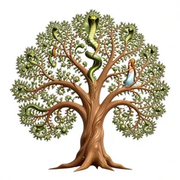 fractal tree of life with adam, eve and the snake in the garden of eden, early 3 rd century mosaic