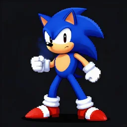 sonic fighting with ryu un street fighter video game. pixel art, trending on artstation