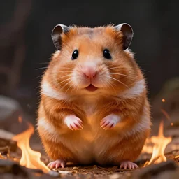 a giant hamster on fire