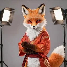 anthropomorphic edo period japanese fox, fursuit, cosplay, trending on instagram, photography, sigma 8 5 mm f / 1. 4, studio lighting