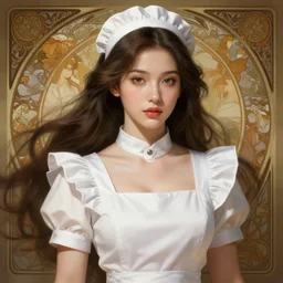 epic portrait a space waitress with short sleeves and white uniform, long flowing hair, beauty, pretty face, glossy skin, glossy lips, fit, digital painting, artstation, concept art, soft light, hdri, smooth, sharp focus, illustration, fantasy, intricate, elegant, highly detailed, D&D, matte painting, in the style of Greg Rutkowski and Alphonse Mucha and artemisia, 8k, highly detailed, jurgens, rutkowski, bouguereau, pastoral, rustic, georgic